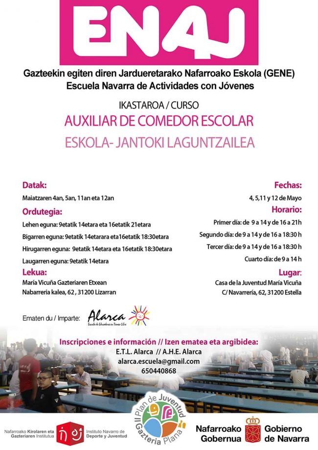 cartel curso auxiliar de comedor Estella