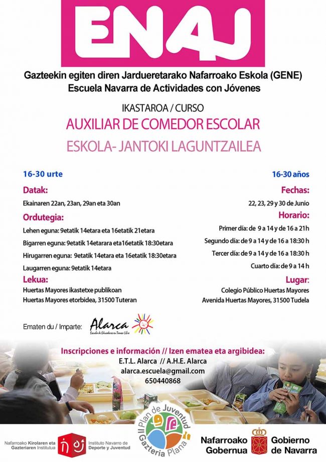 cartel curso auxiliar de comedor Tudela