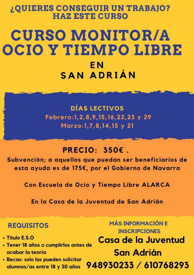 Cartel curso San Adrián Febrero Marzo 2020